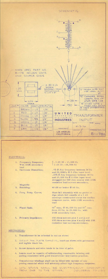 UREI Schematic 1979 with CineMag Transformers